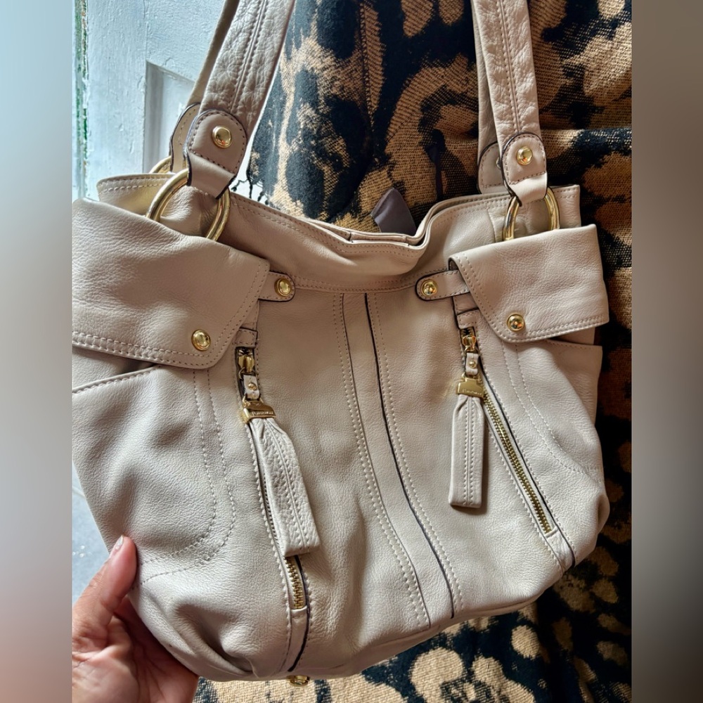 SHUTDOWN SALE!!! B. Makowsky Leather Tote Shopper Shoulder Bag Ivory Leather